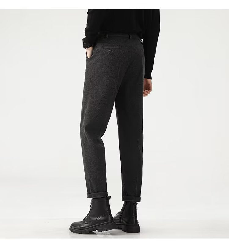 Men’s Straight Woolen-Blend Cropped Trousers