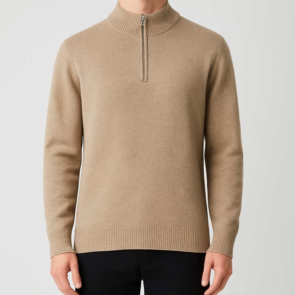 Men’s Merino Wool Half-Zip Sweater with Mock Neck