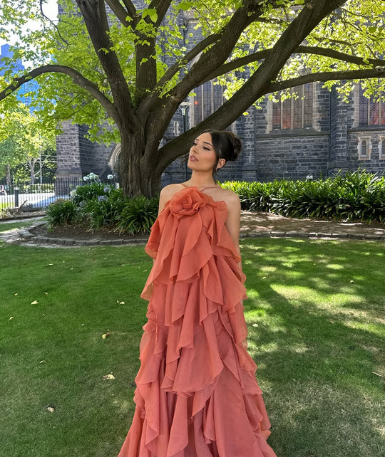 Bellina | Women's Sleeveless Layers Ruffles Maxi Prom Dress