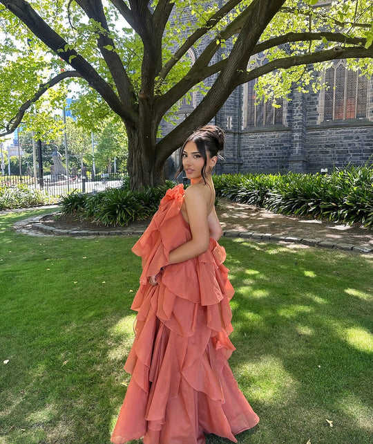 Bellina | Women's Sleeveless Layers Ruffles Maxi Prom Dress