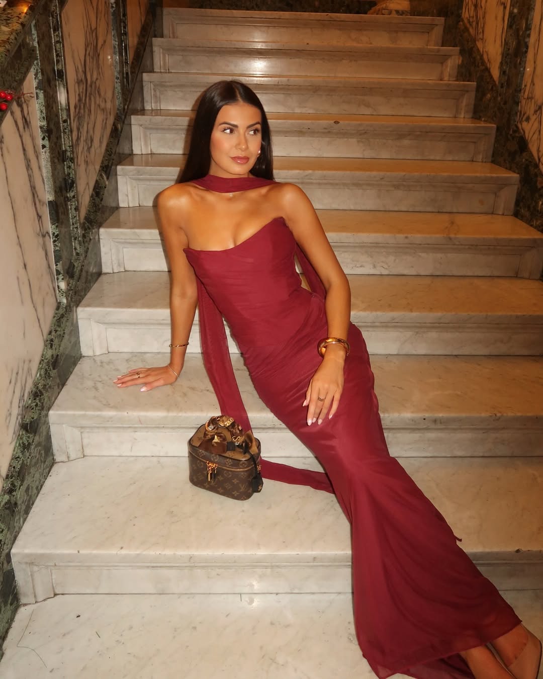 Bindi | Women's Strapless Maxi Wedding Guest Dress with Scarf