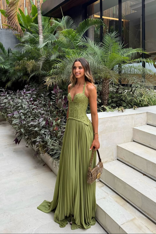 Kenley | Women's Pleated Corset Maxi Wedding Guest Dress