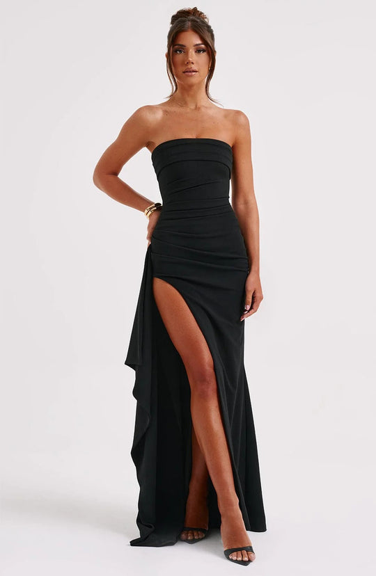 Kristin | Women's Strapless Slit Maxi Prom Dress