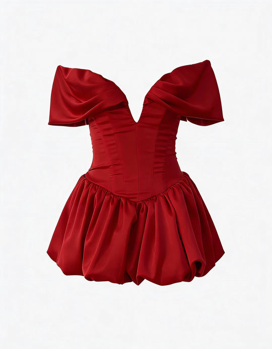 Nina | Women's Off-Shoulder Bubble Mini Cocktail Dress