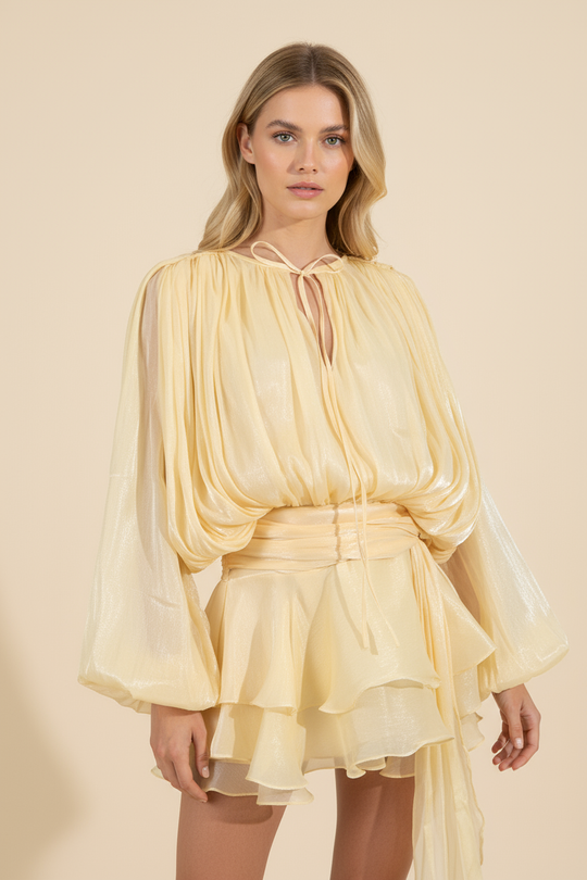 Sophia | Women’s Flowing Balloon Sleeve Mini Summer Vacation Dress