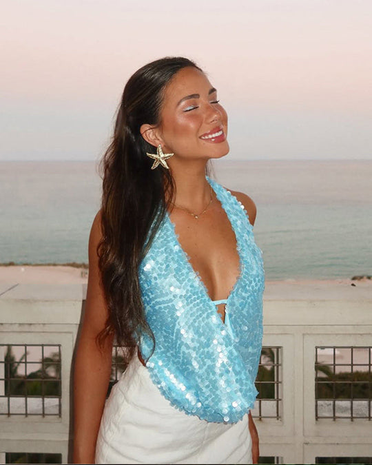 Faye | Women's Sleeveless Sequin Festival Party Top