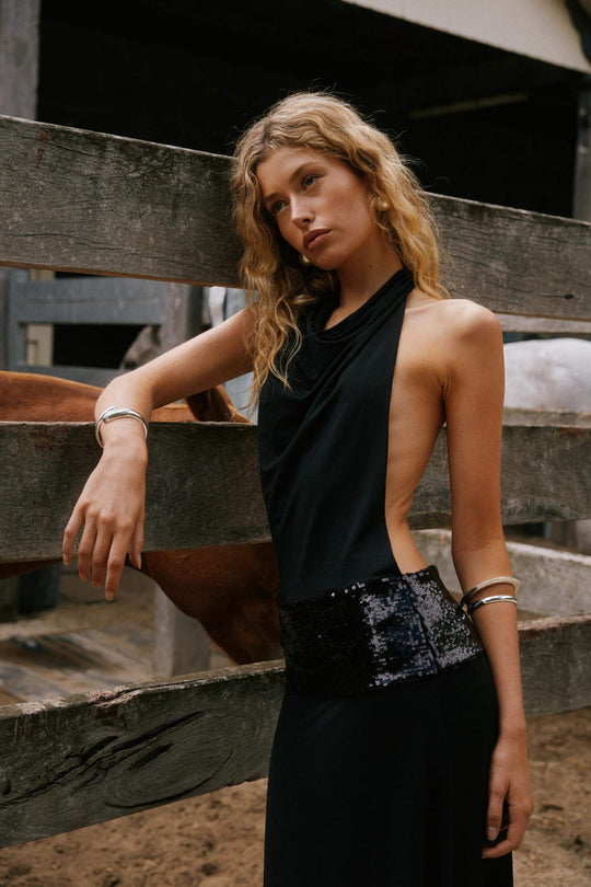 Senna | Women's Maxi Dress with Open Back and Sequin Details