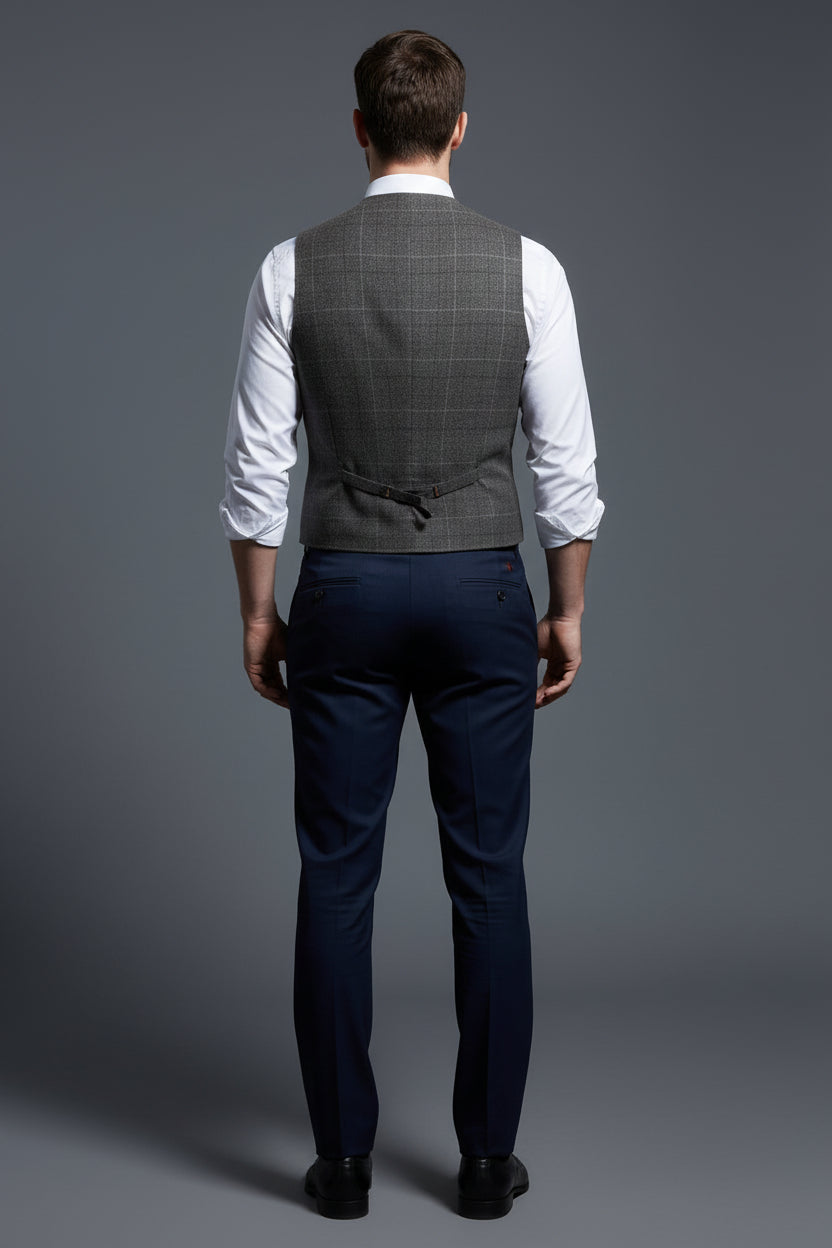 Men’s Casual Plaid Lapel Slim Fit Single-Breasted Vest