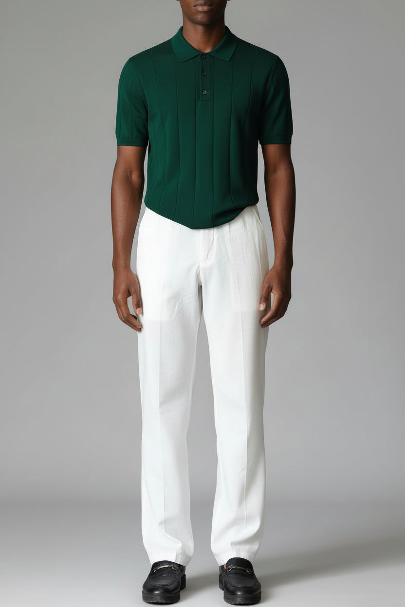 Men’s Elegant Solid Color High Waist Full-Length Pants