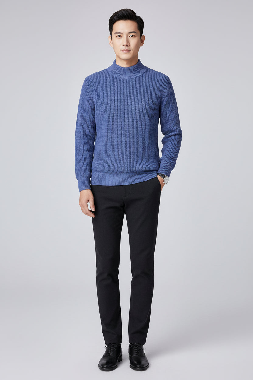 Men’s Half Turtleneck Pullover Cotton Long Sleeve Sweater