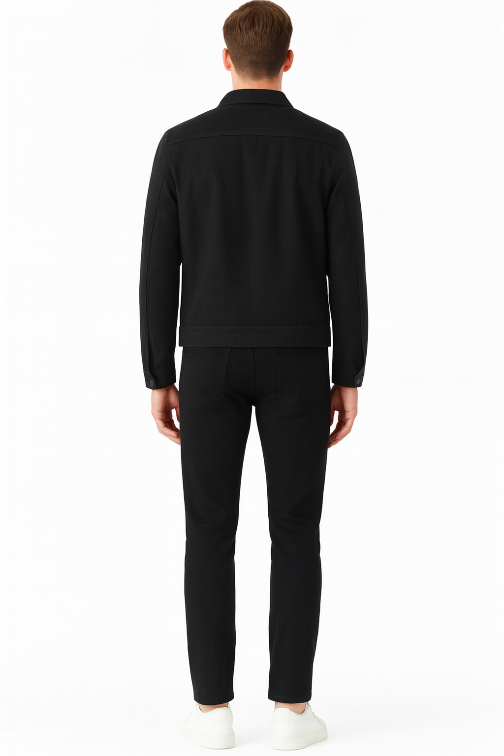 Men’s Lapel Cotton-Blend PU Jacket with Tailored Finish