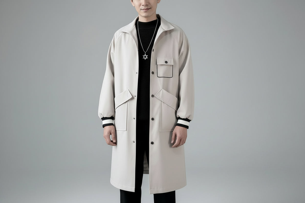 Men's Mid-length Loose-Fit Temperament Overknee Overcoat