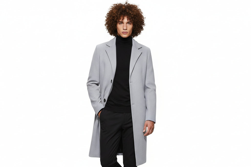 Men’s Slim-Fit Mid-Length Woolen Trench Coat