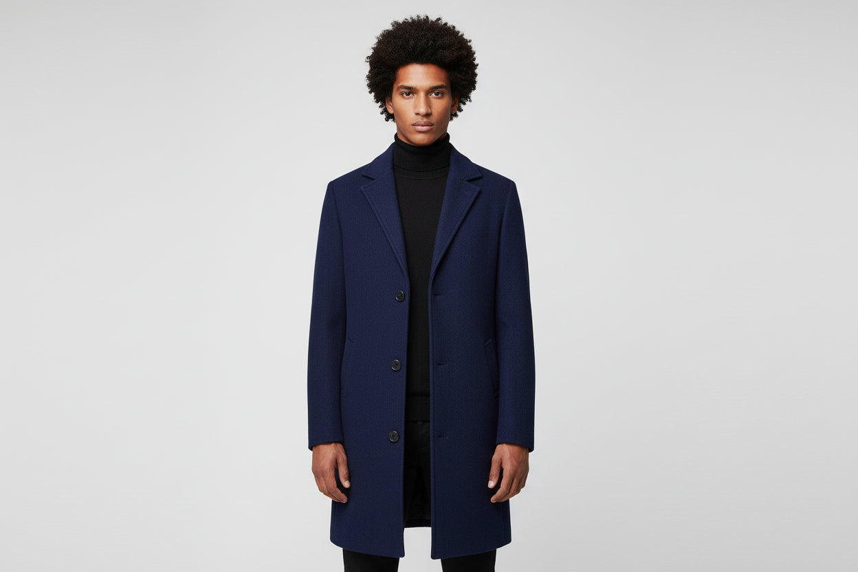 Men’s Slim-Fit Mid-Length Woolen Trench Coat