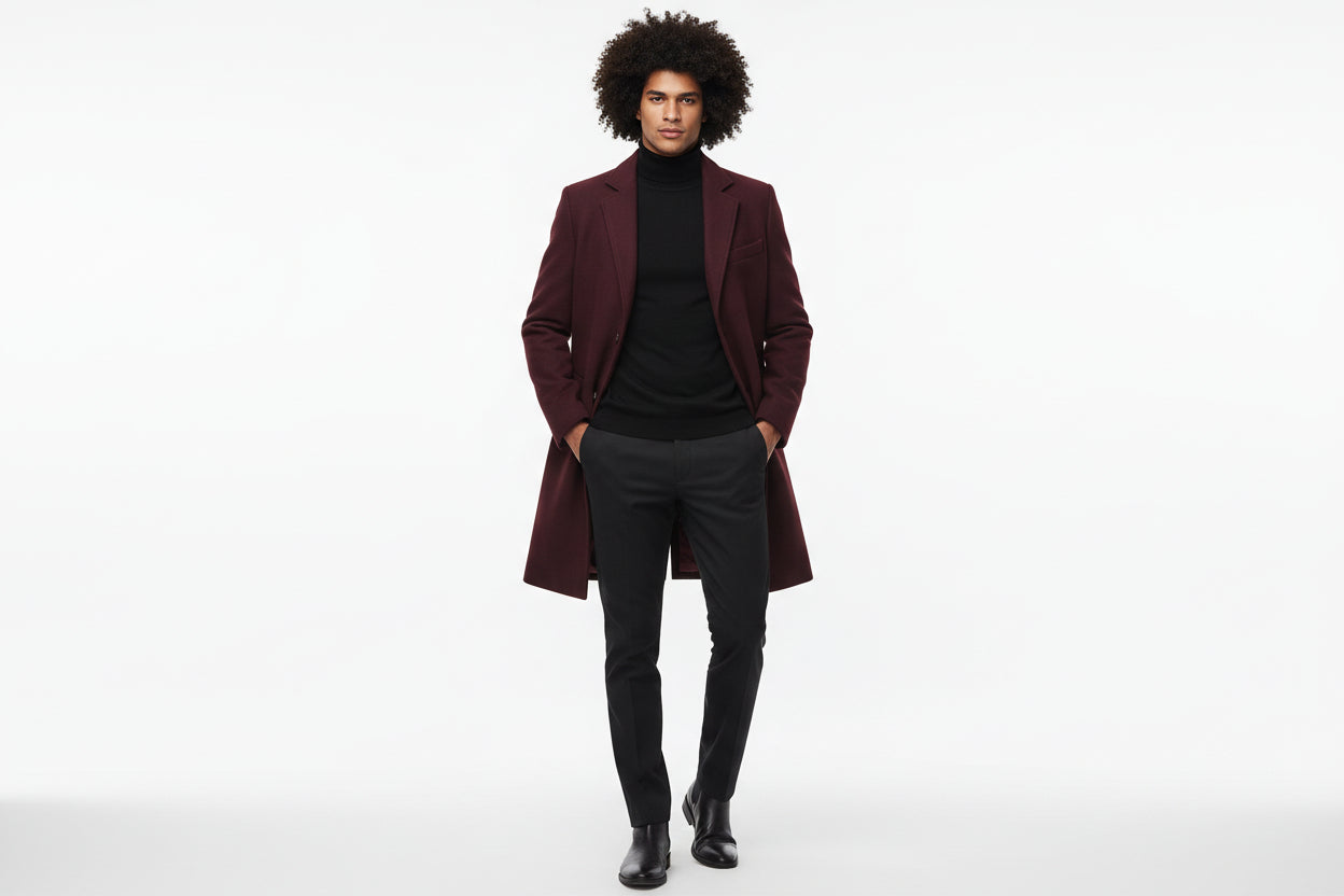 Men’s Slim-Fit Mid-Length Woolen Trench Coat