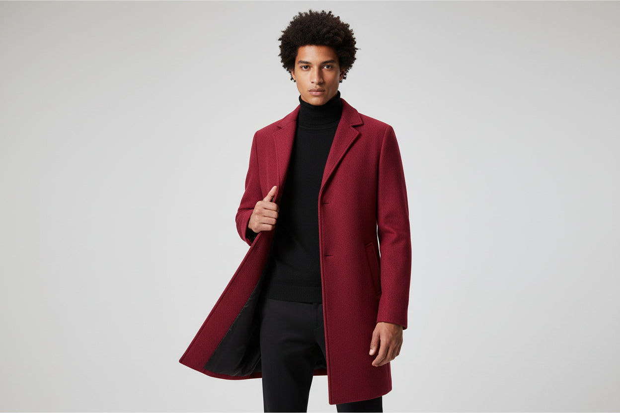 Men’s Slim-Fit Mid-Length Woolen Trench Coat