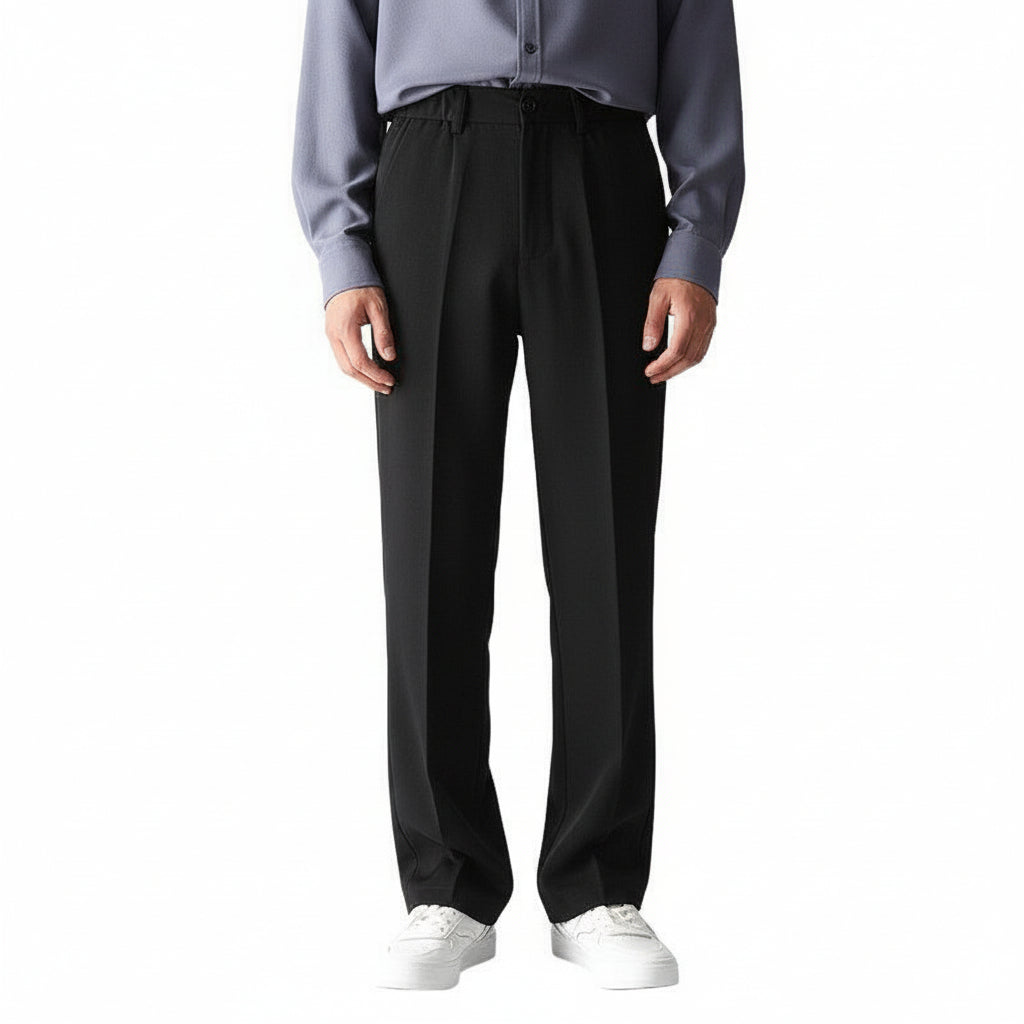 Men’s Straight Casual Loose-Fit Pants Trousers