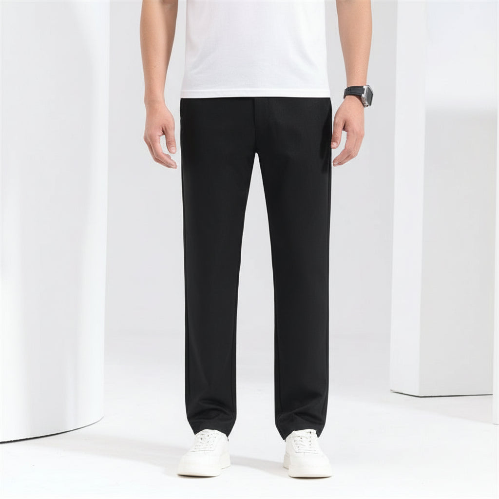 Men’s Straight Mid-Waist Lightweight Loose Casual Trousers