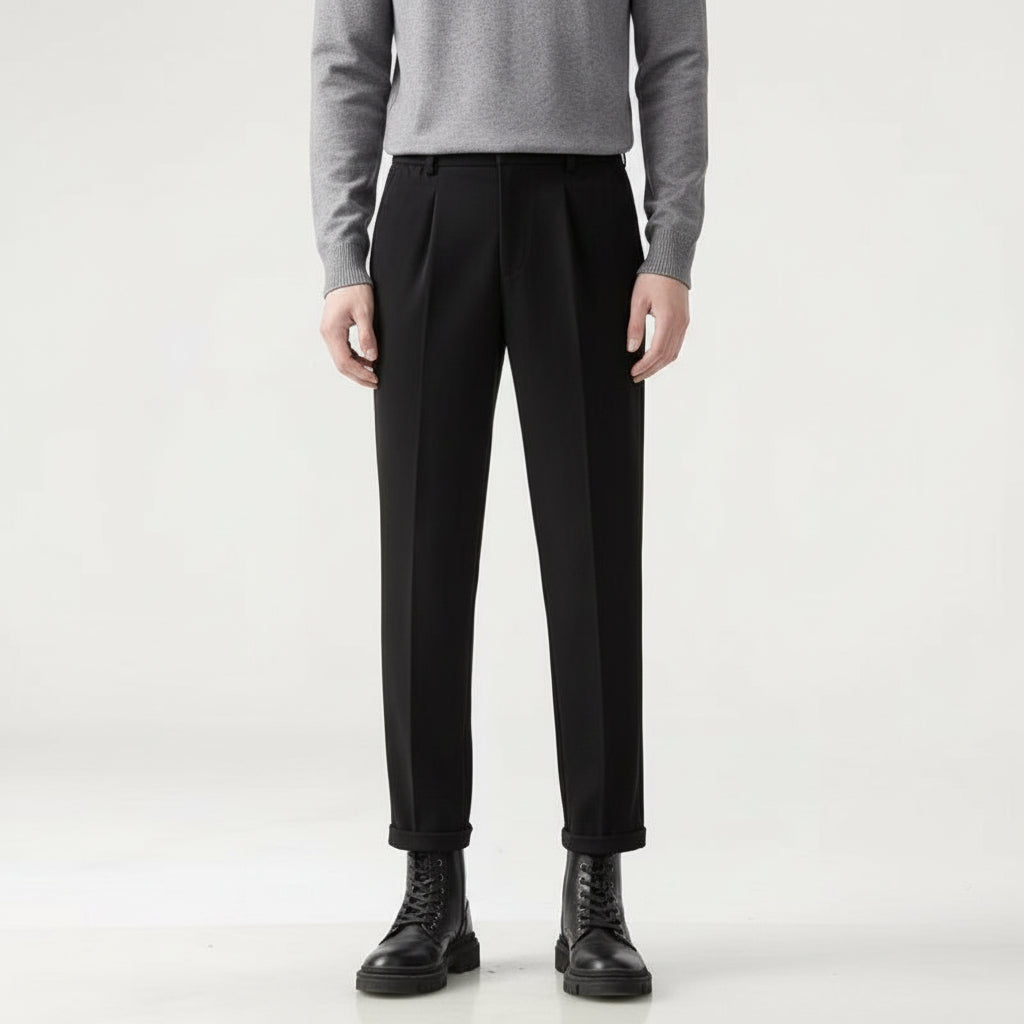 Men’s Straight Woolen-Blend Cropped Trousers