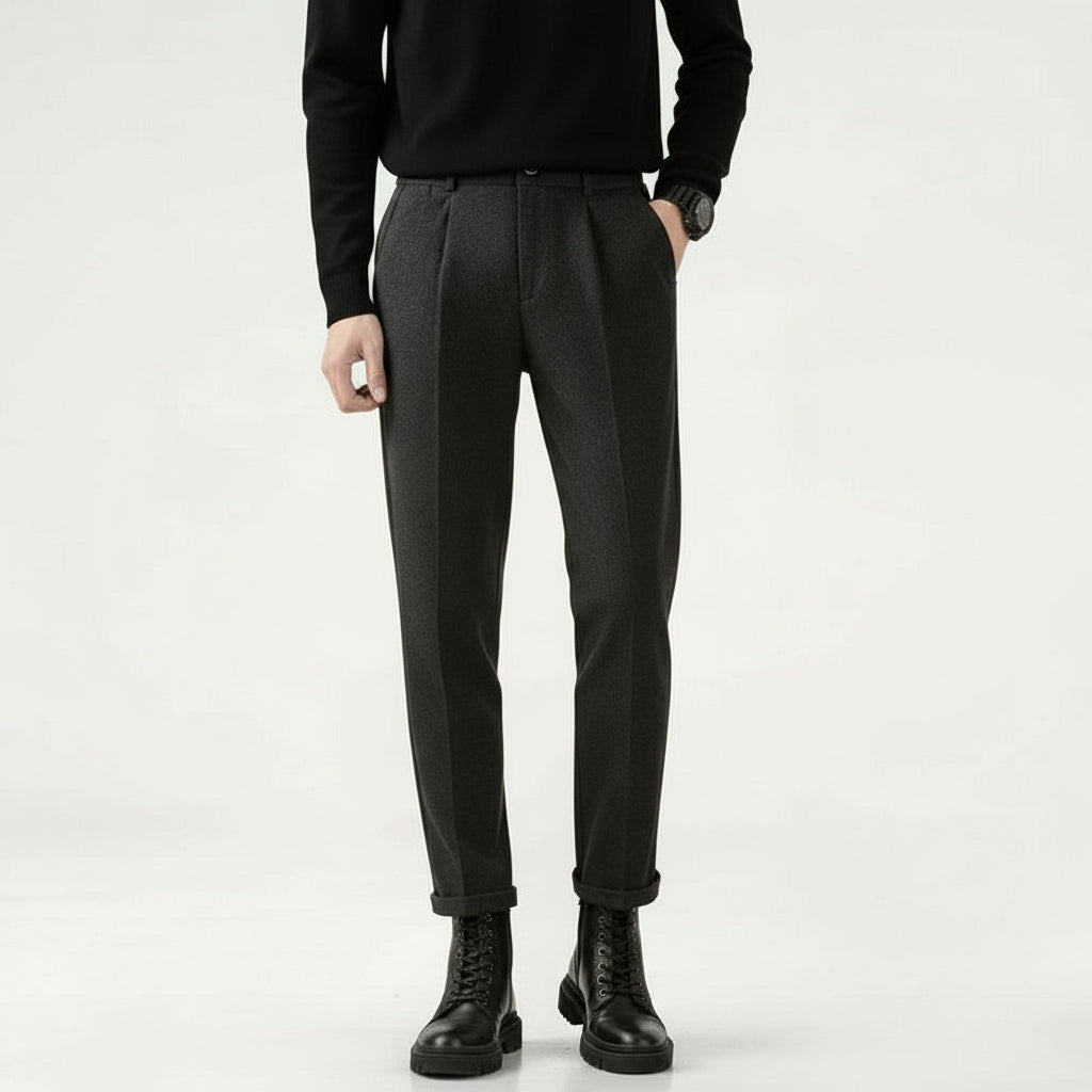 Men’s Straight Woolen-Blend Cropped Trousers