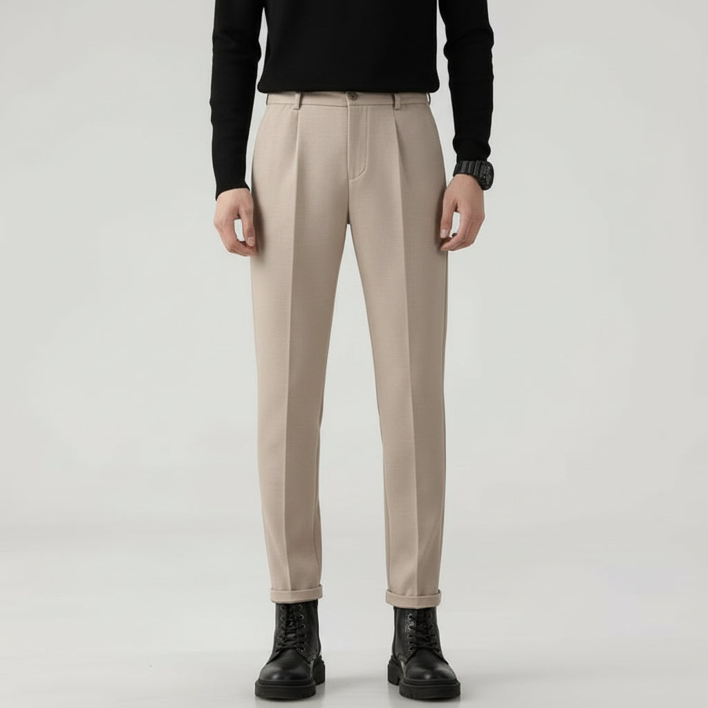 Men’s Straight Woolen-Blend Cropped Trousers