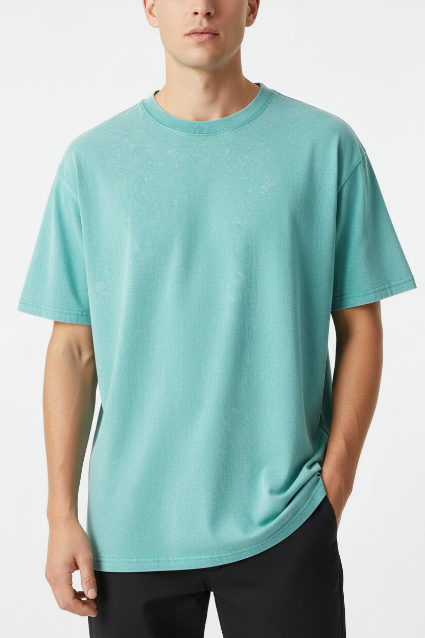 Men's Washed Cotton Short Sleeve T-Shirt Loose Fit Distressed Casual Top