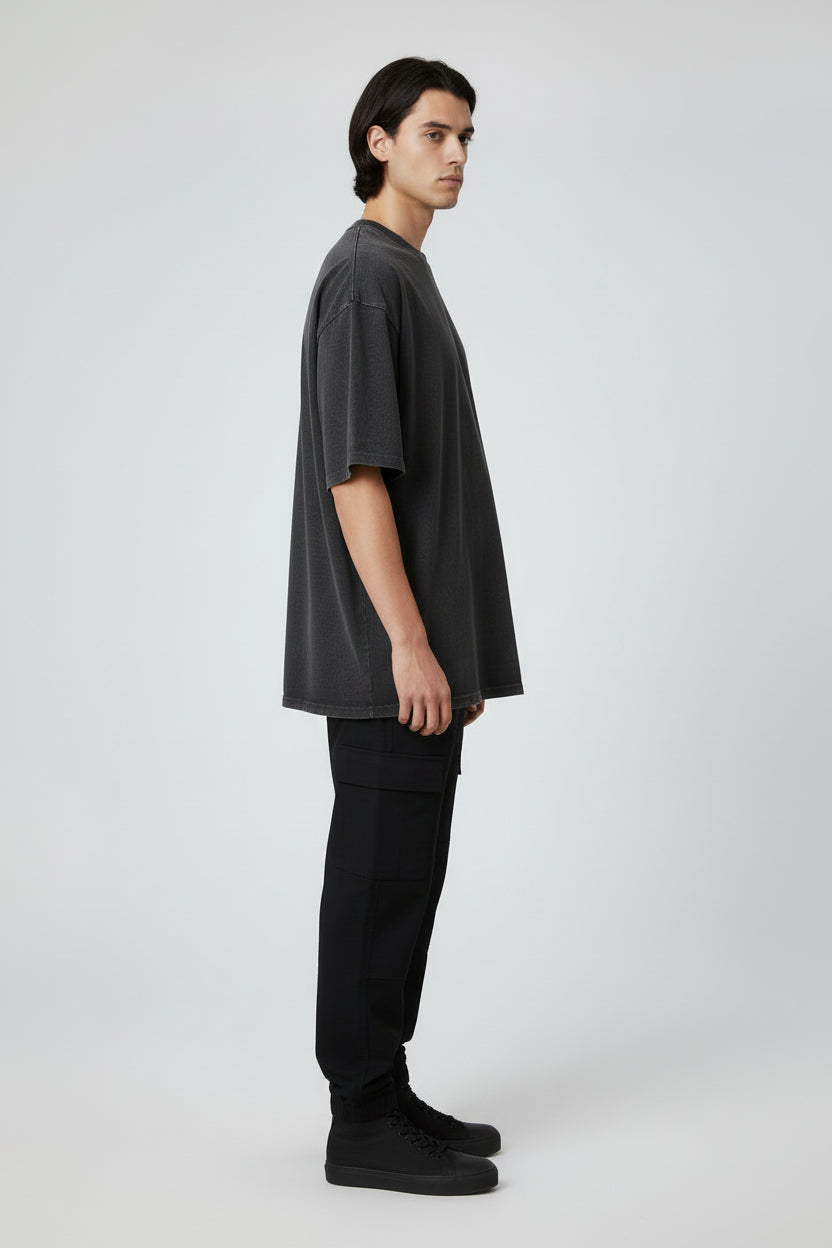 Men's Washed Cotton Short Sleeve T-Shirt Loose Fit Distressed Casual Top