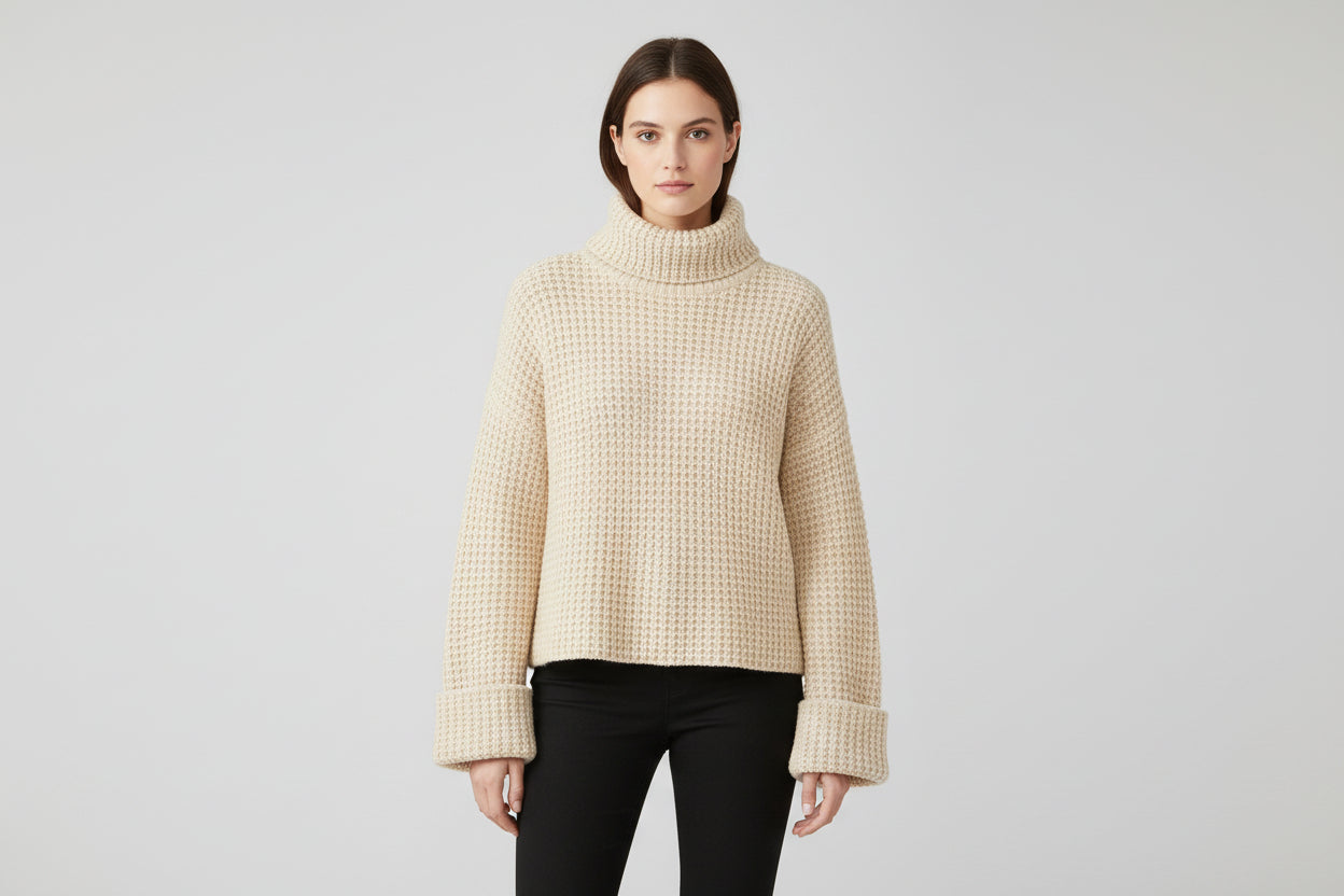 Women’s Cotton Blend Sweater Long Sleeve Knit Top