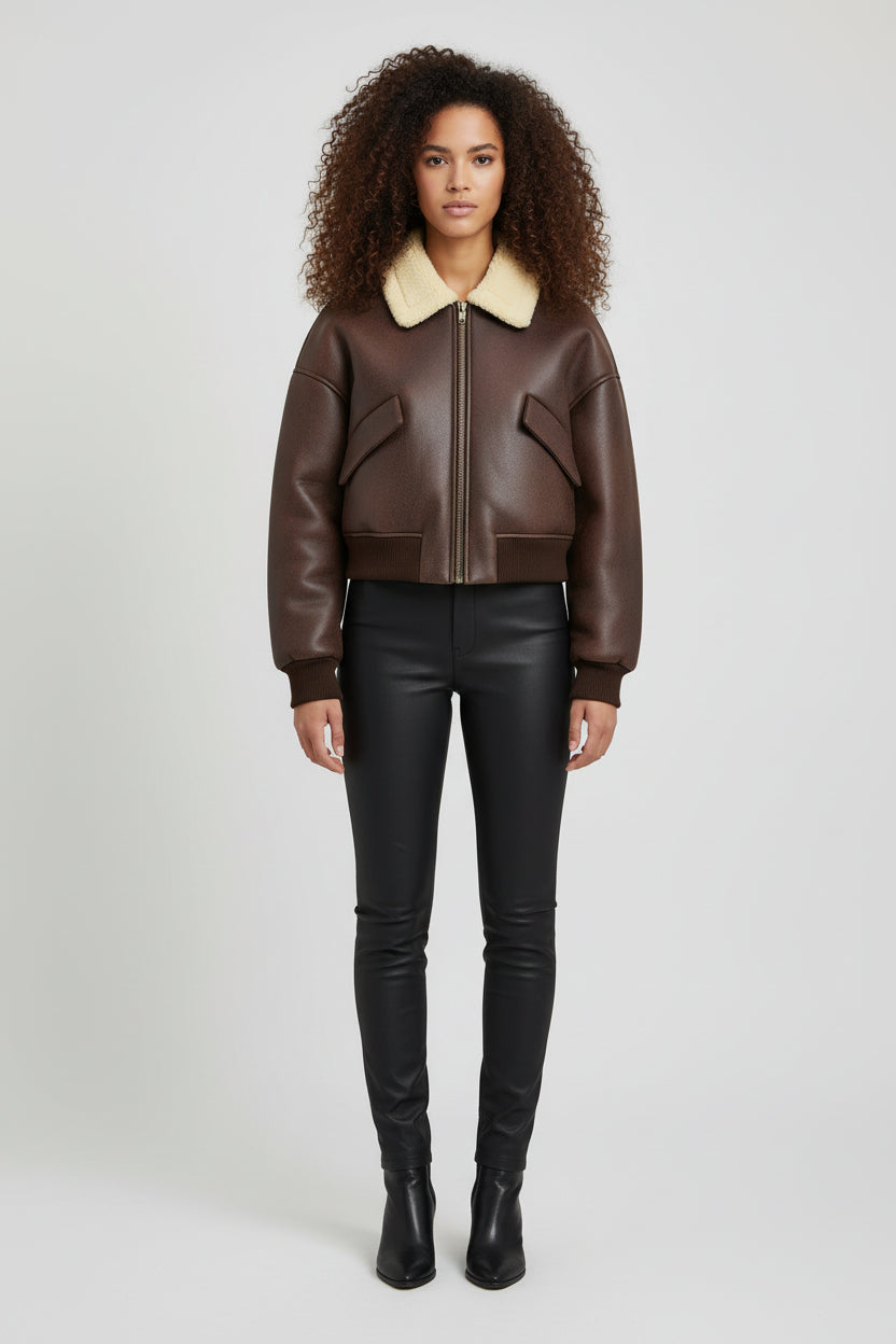 Women’s Thickened Double-Sided Lapel Pilot Jacket