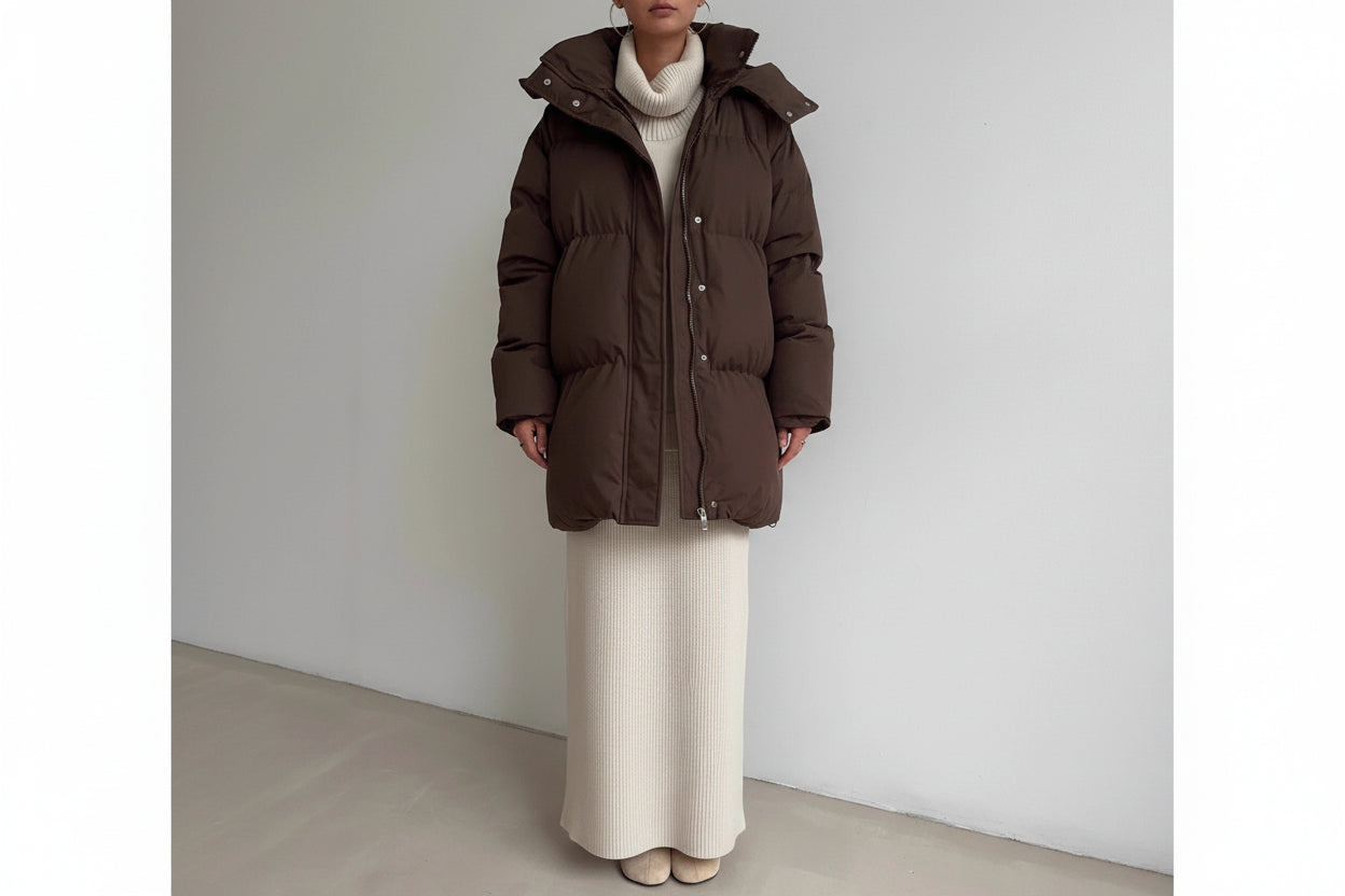 Women’s Hooded Mid-Length Cotton-Padded Jacket