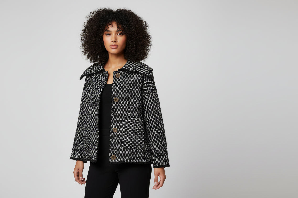 Women’s Loose-Fit Plaid Knitted Cardigan Coat