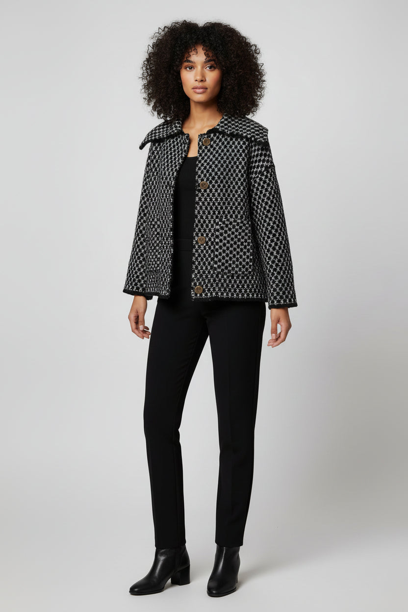 Women’s Loose-Fit Plaid Knitted Cardigan Coat