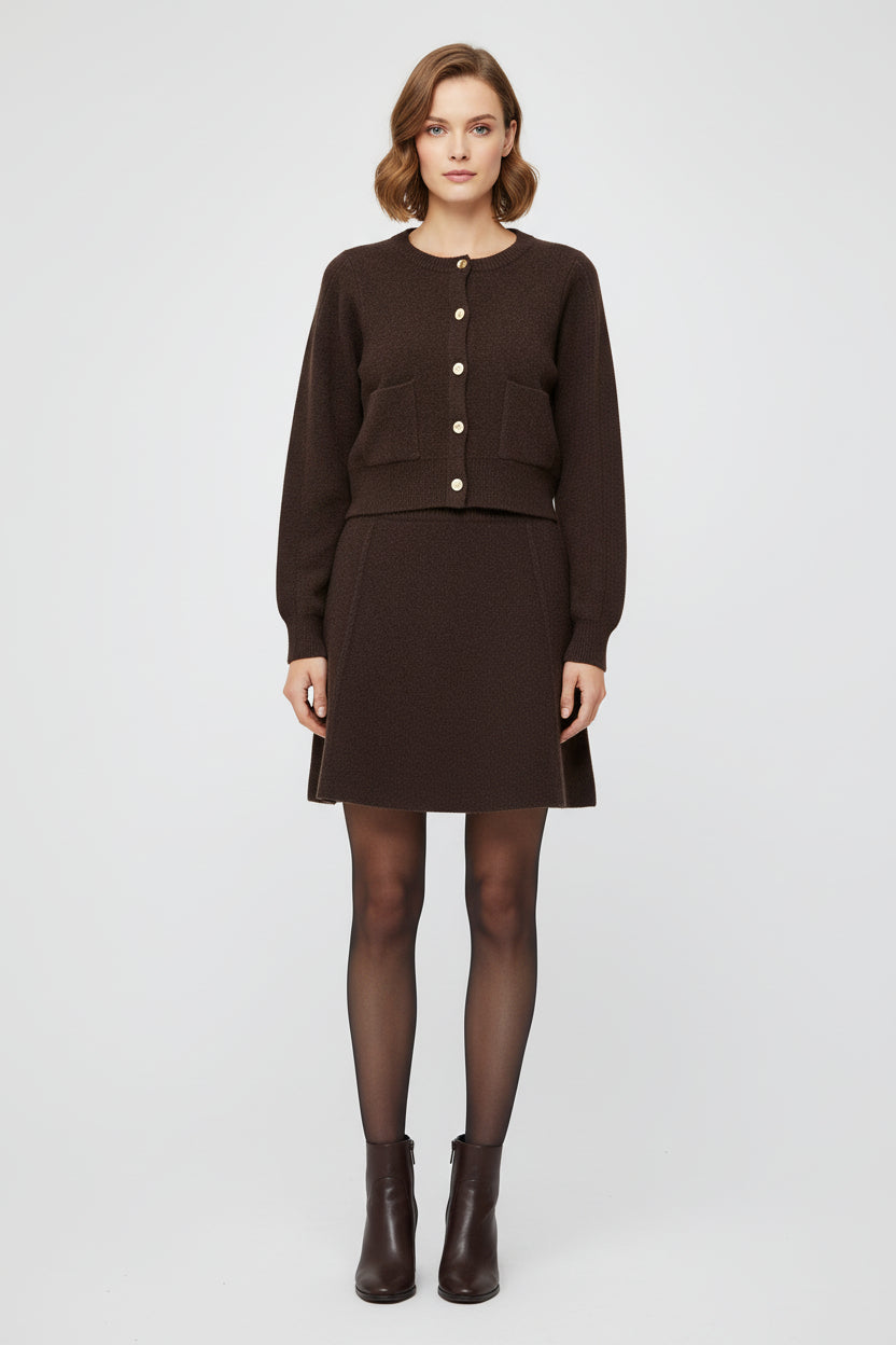 Women’s Knitted Top and High Waist Mini Skirt Set