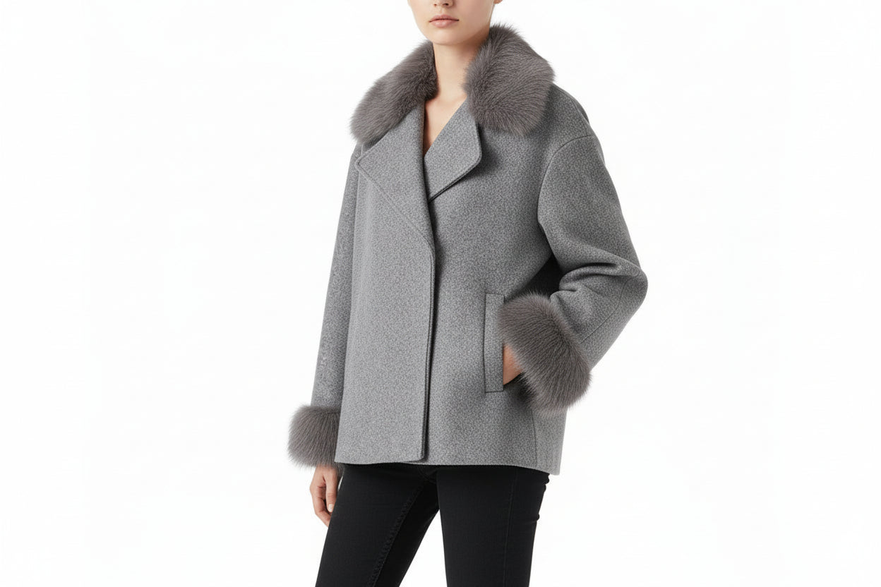 Women’s Mid-Length Hooded Wool Cape Coat with Belt