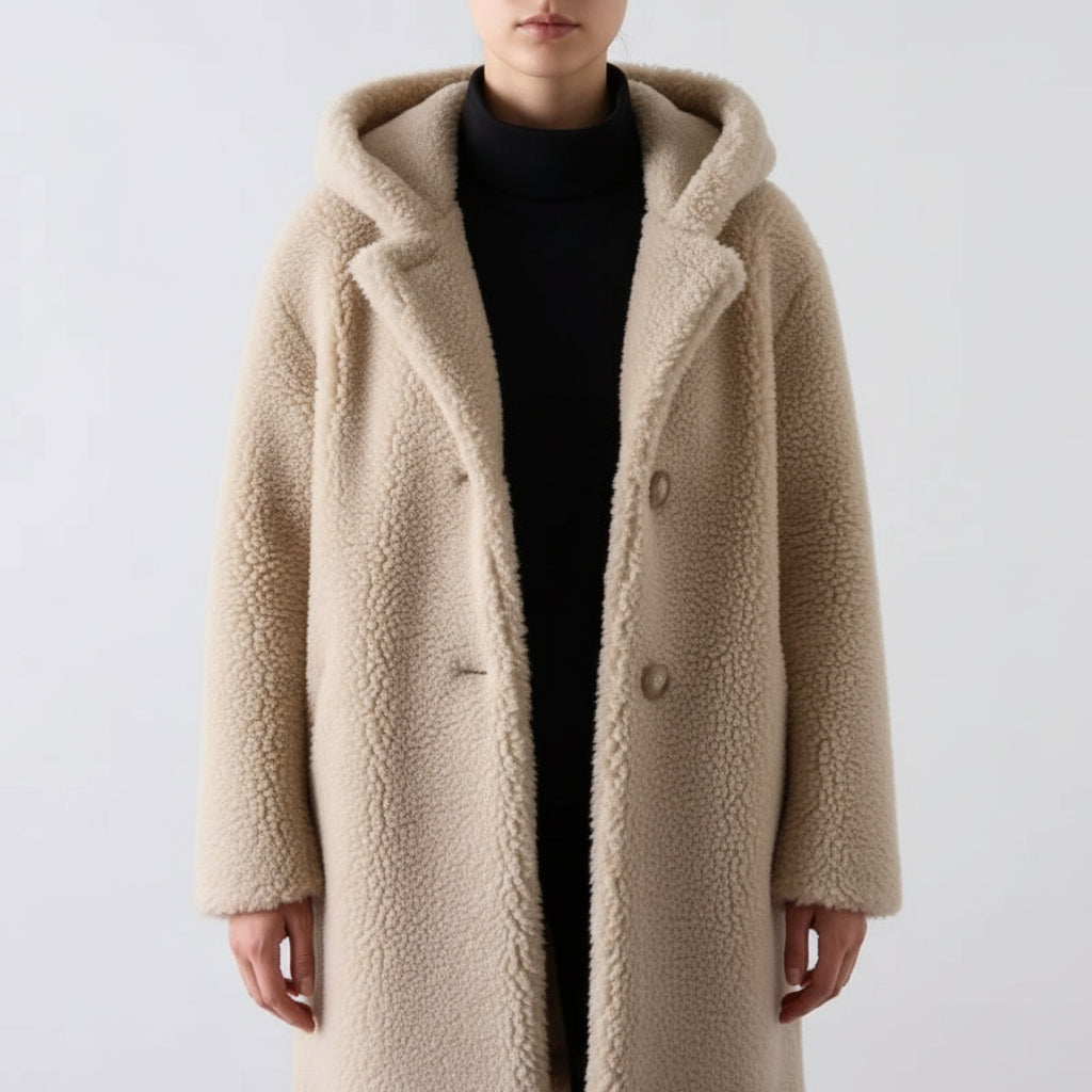 Women's Mid-Length Wool-Blend Hooded Coat