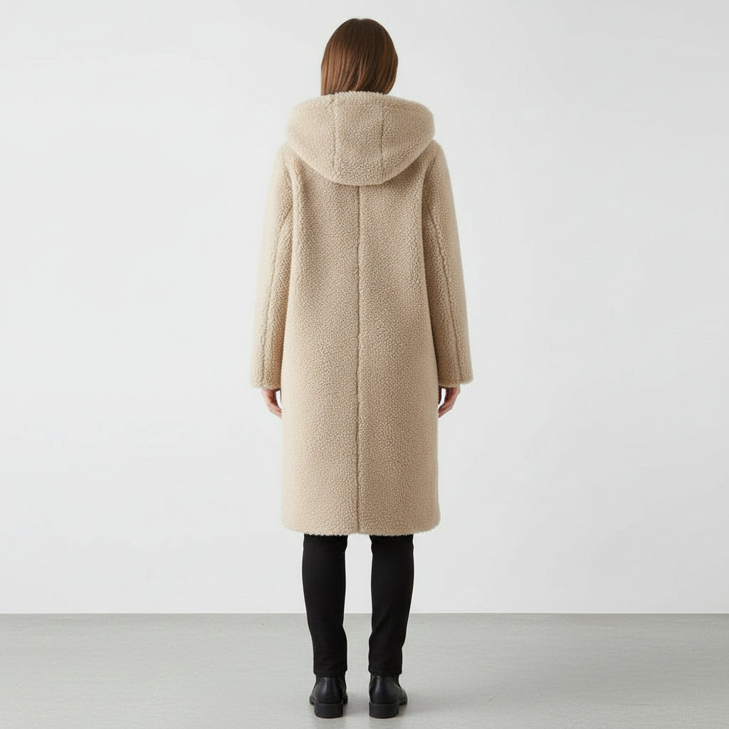 Women's Mid-Length Wool-Blend Hooded Coat