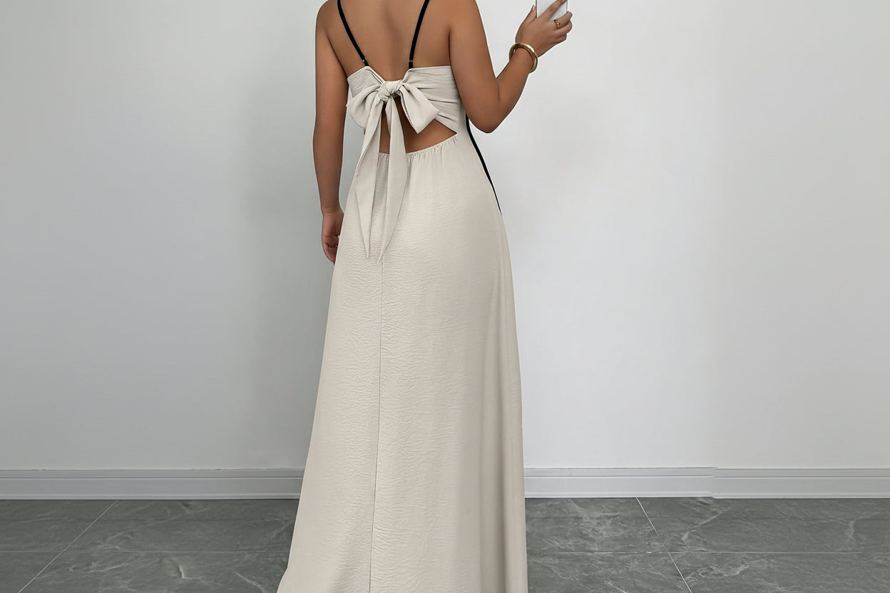 Women’s Spaghetti-Strap Backless Colorblock Slip Dress