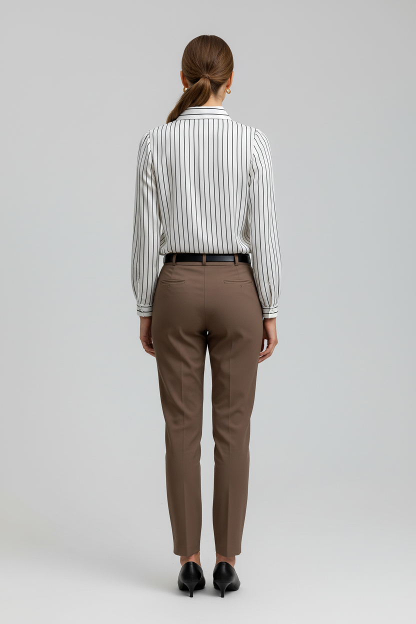 Full body back view striped shirt