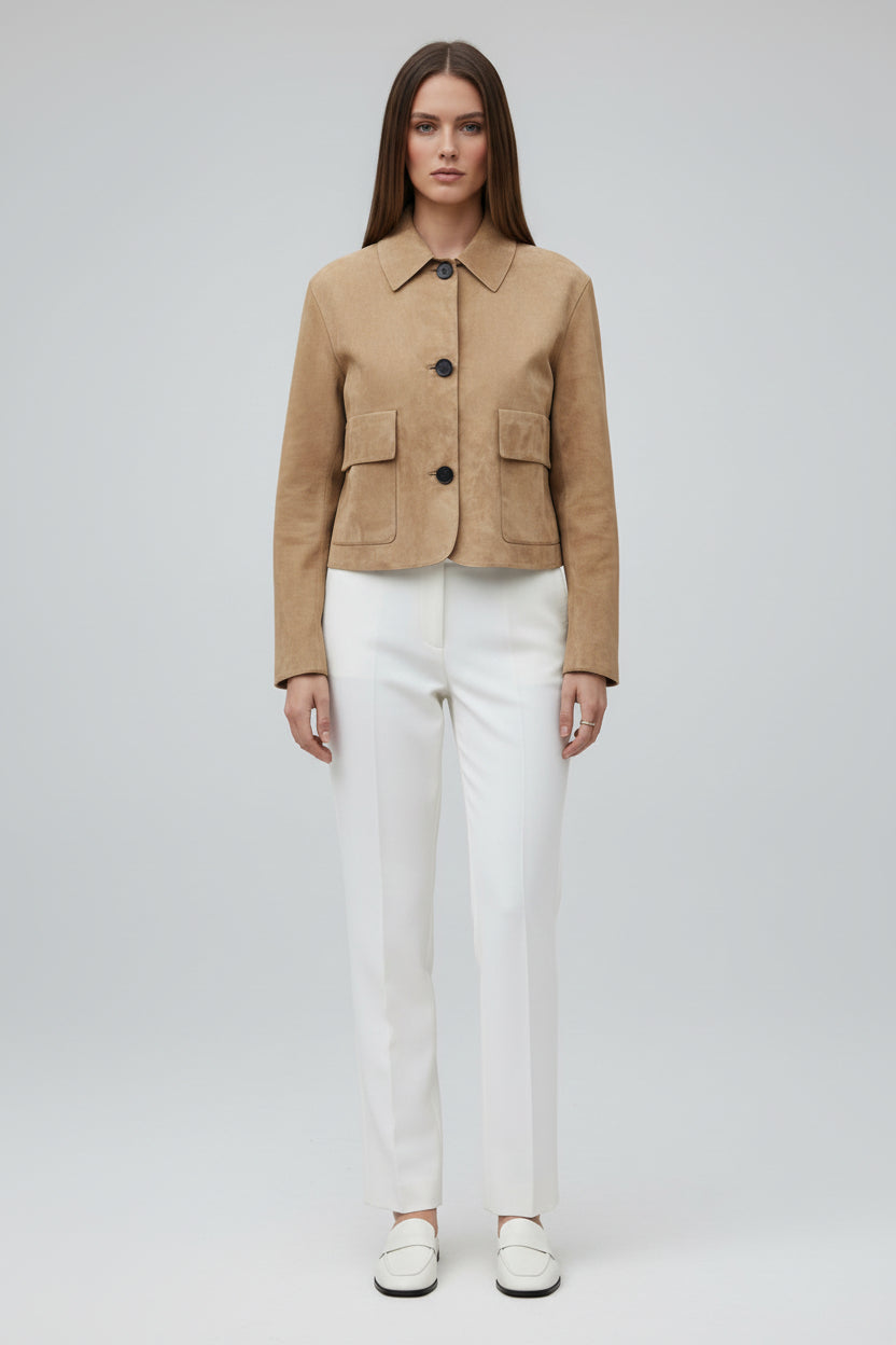 Women’s Long-Sleeve Turn-Down Collar Retro Coat