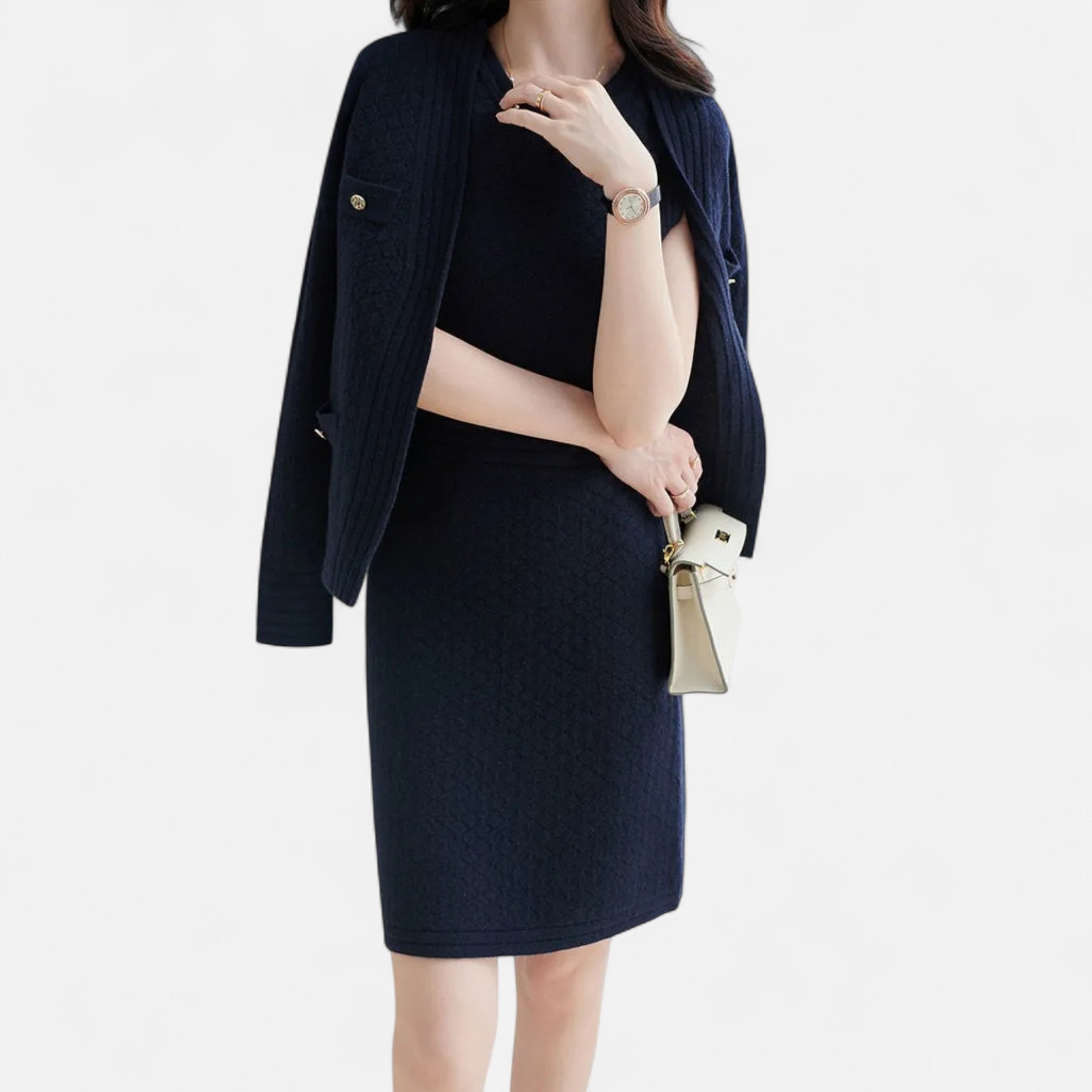 Women’s Two-Piece Heritage Knit Cardigan and Skirt Set