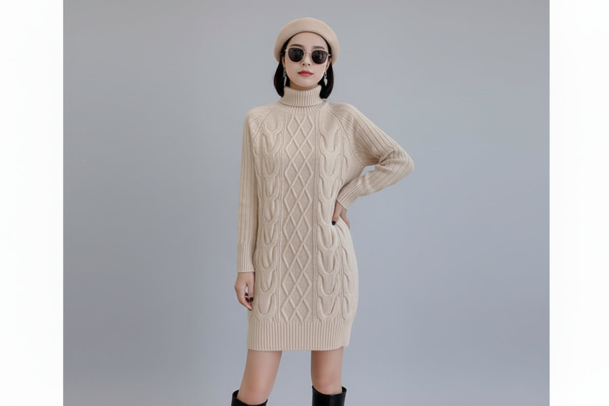 Women’s Winter Knitted Dress Long Sleeve Sweater
