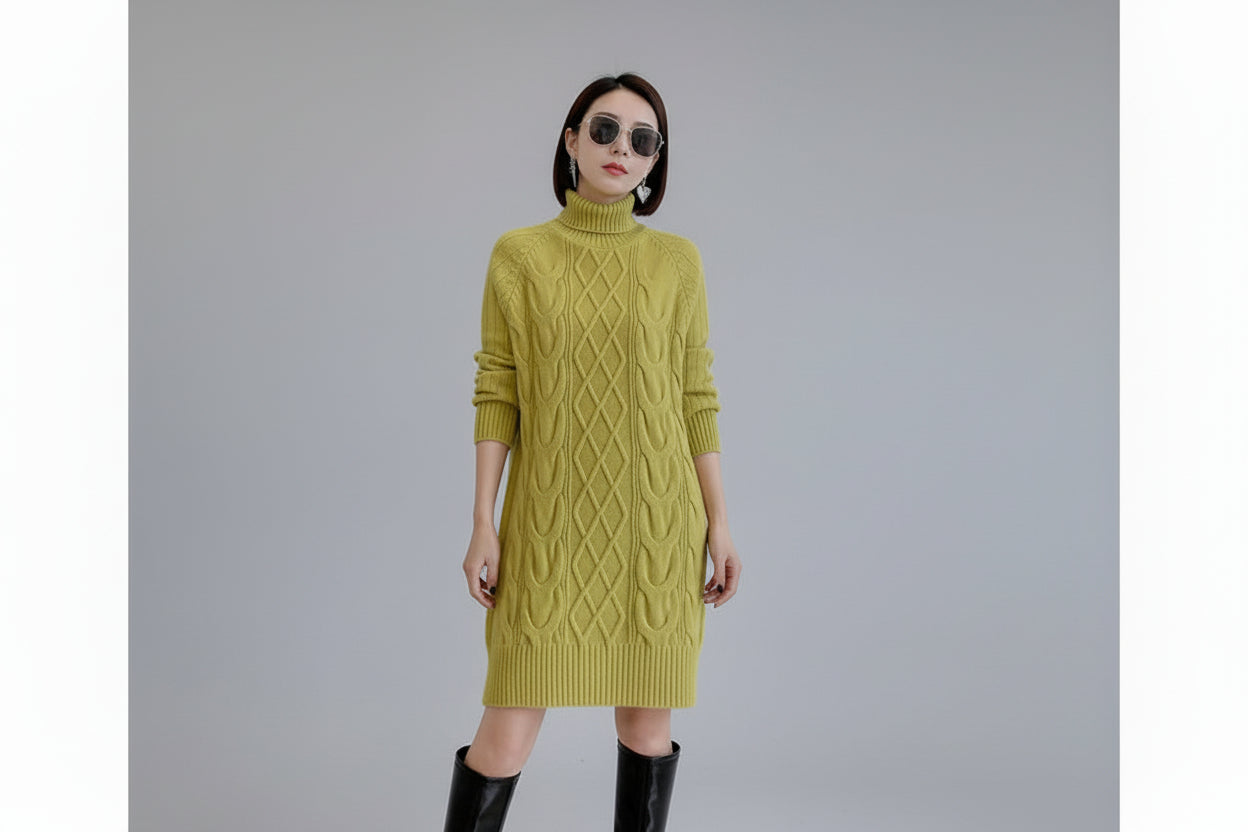 Women’s Winter Knitted Dress Long Sleeve Sweater