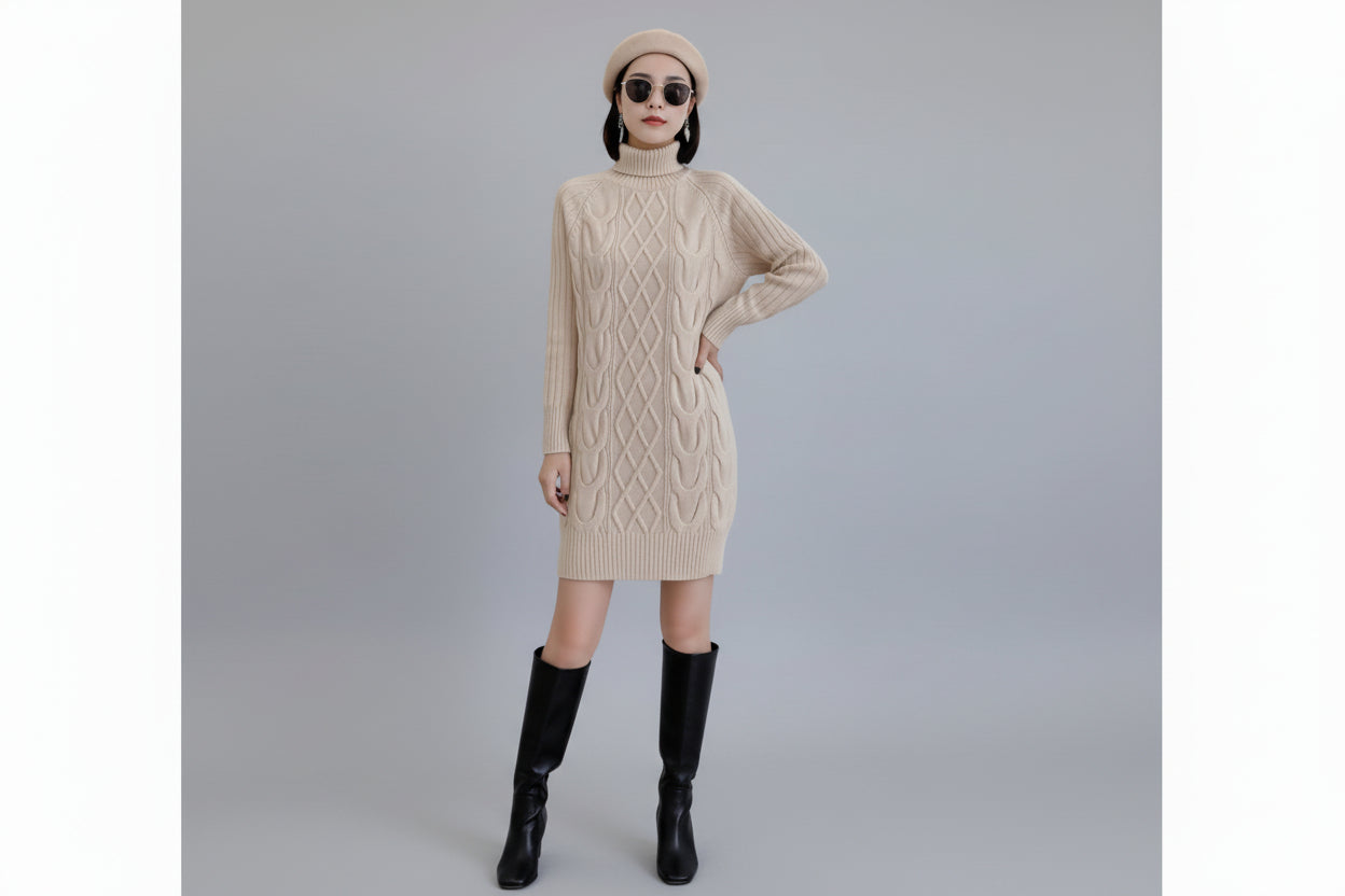 Women’s Winter Knitted Dress Long Sleeve Sweater