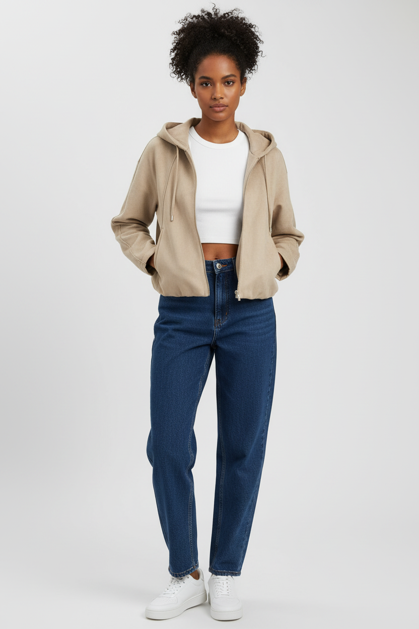 Beige jacket - full body front
