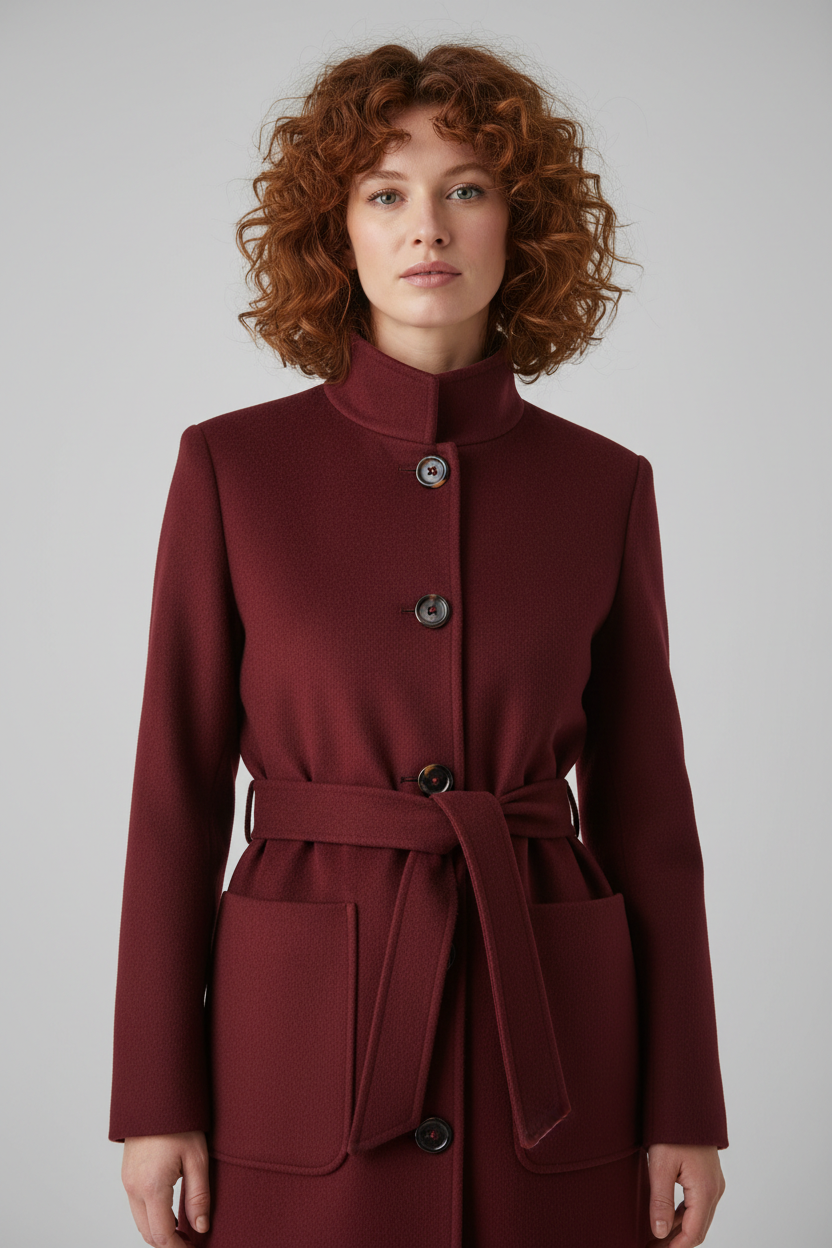 Burgundy coat - cropped