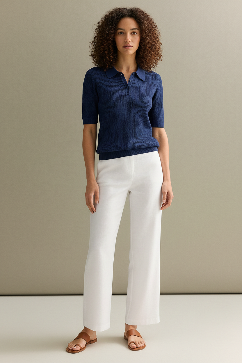 Navy polo - full body front