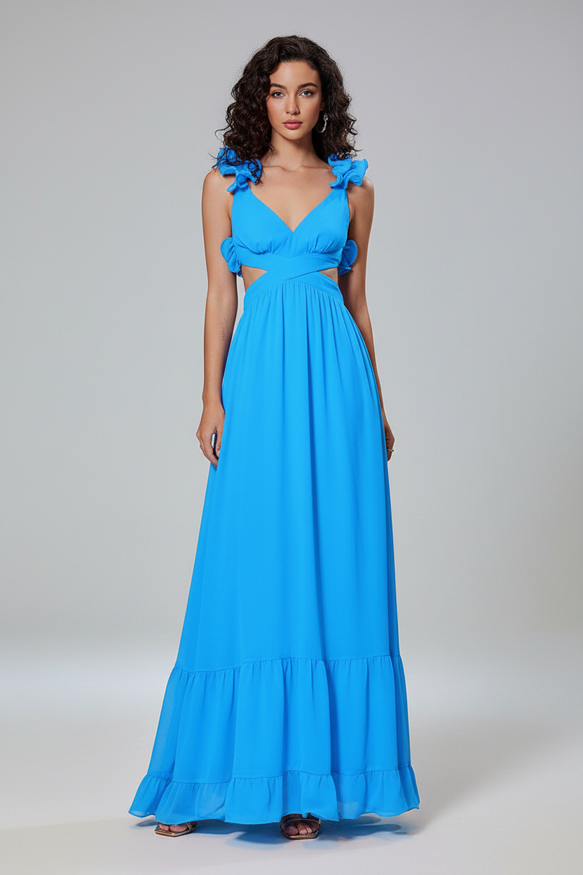 Turquoise maxi dress - full body front