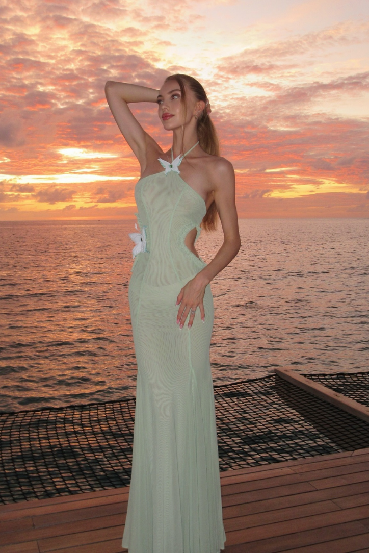 Kaylani | Women's Butterfly Cut-Out Maxi Wedding Guest Dress