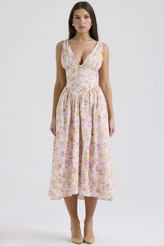 Michelle | Women's Floral Sleeveless Midi Spring Dress