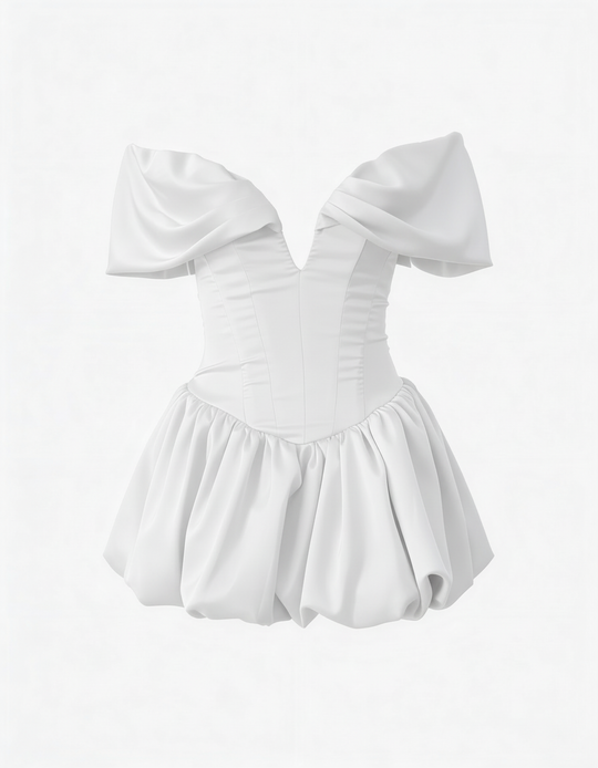 Nina | Women's Off-Shoulder Bubble Mini Cocktail Dress